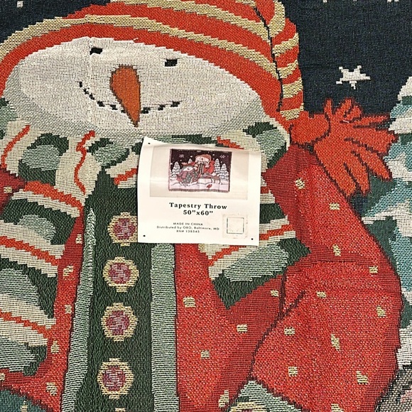 NWT Holiday Christmas Snowman Tapestry Blanket Throw 50 x 60 - Picture 6 of 6